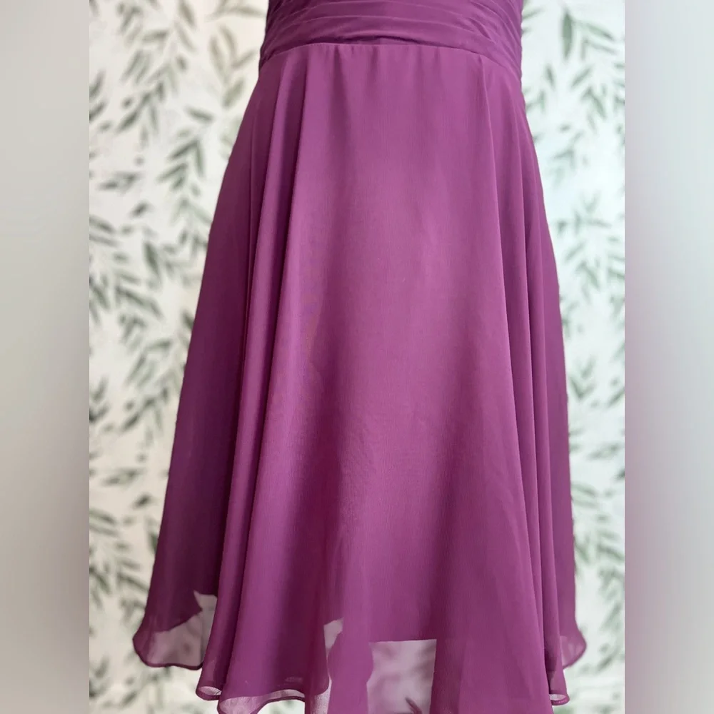 Raspberry Sz S (6) Bridesmaid Pleated Chiffon Prom Cocktail Formal Dress #9 - Picture 3 of 11